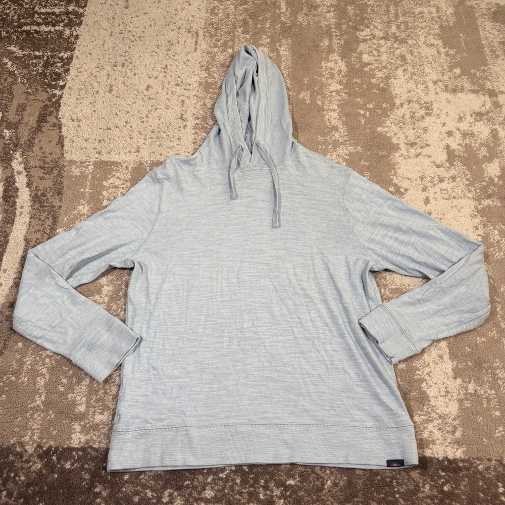 Faherty Sunwashed Slub Hoodie Organic Cotton Men's Large Light Blue Preppy Golf